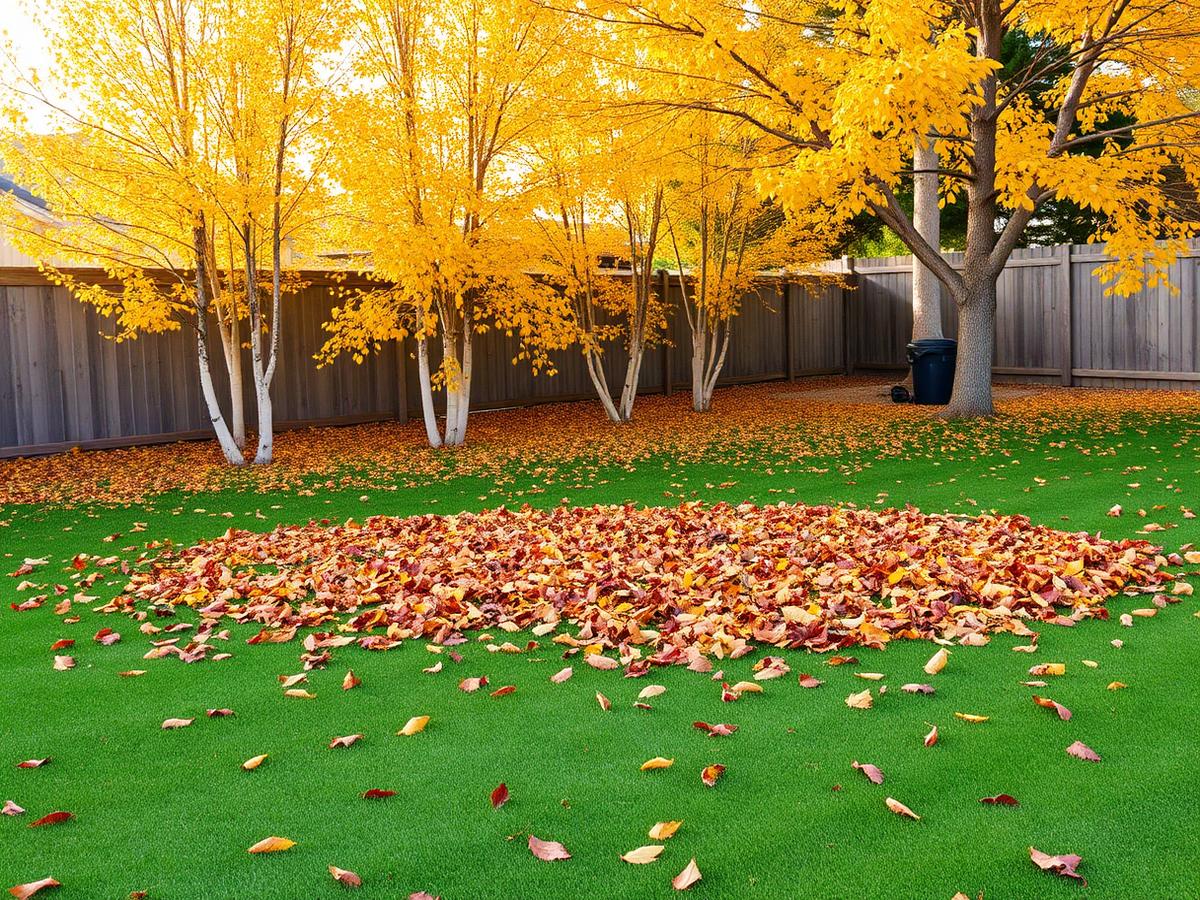 Autumn leaf clean-up on a Northern Nevada lawn
